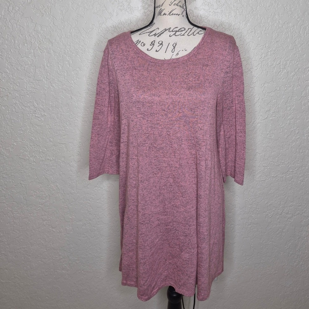 American City Wear Womens XL Pink Space Dye Marl 3/4 Sleeve Tunic Top 14172-M